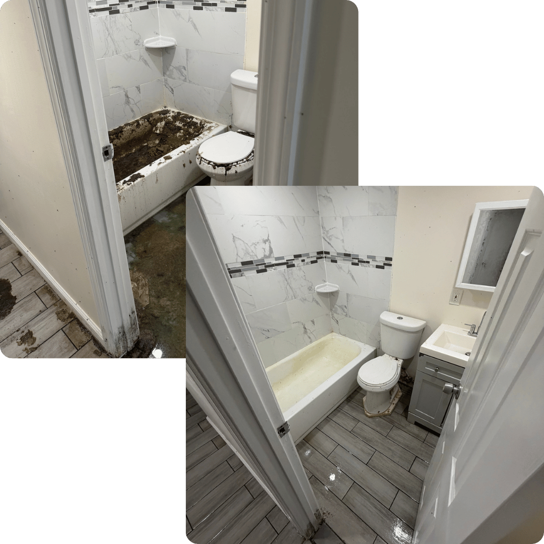 water damage 1 before after